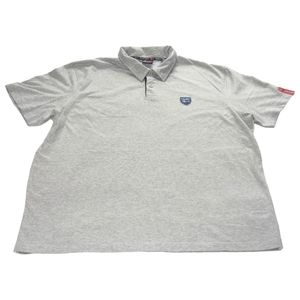 Vintage Bugle Boy Jean Company Mens Large Grey Preppy Polo Short Sleeve Shirt